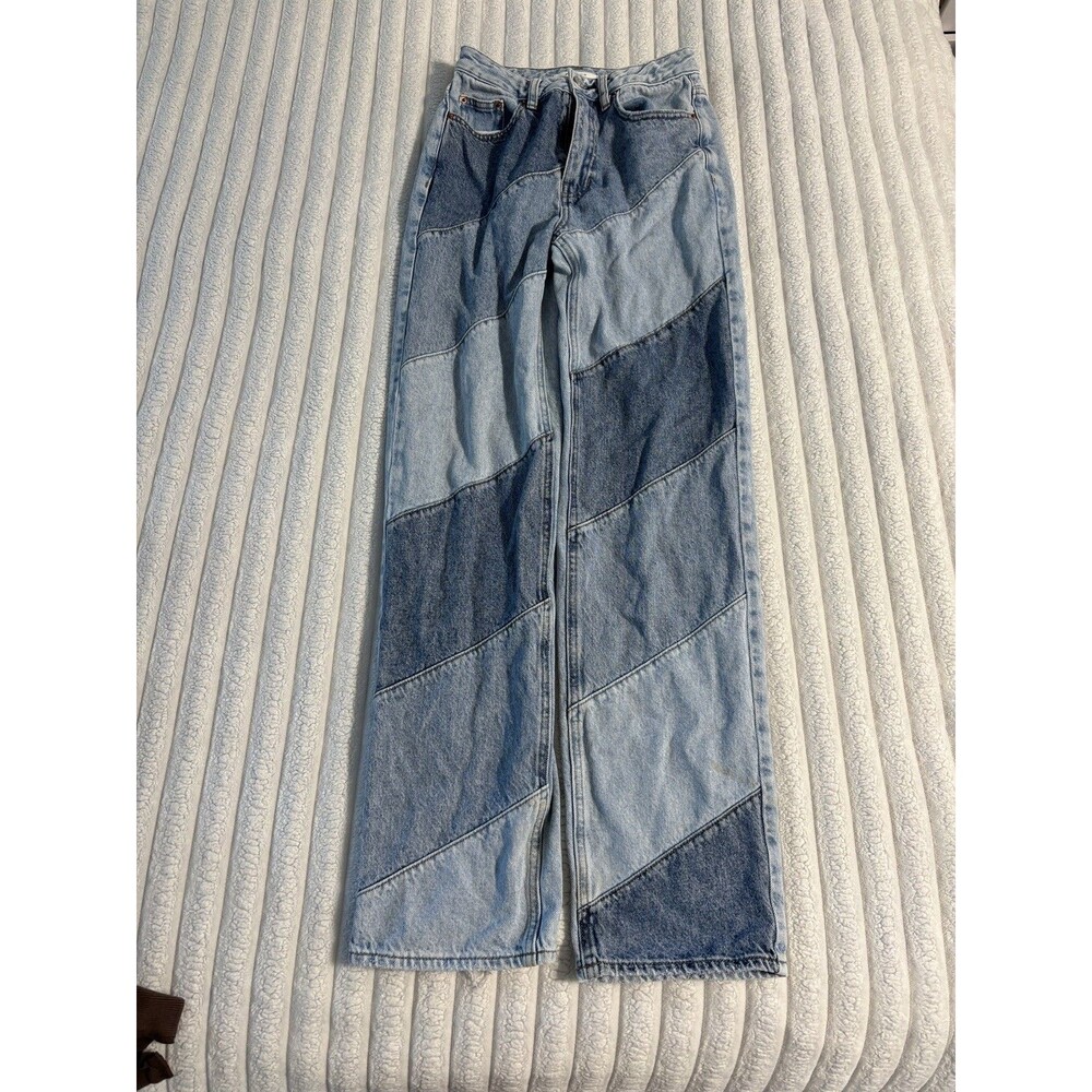 Pacsun 90's Boyfriend Jeans Women 25 Light Wash Colorblock Two-tone panel stripe